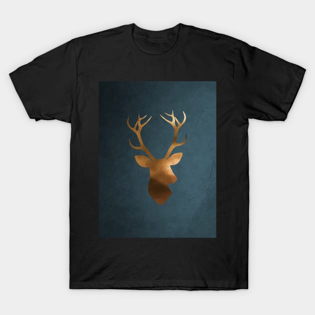 Gold deer watercolor painting T-Shirt by PallKris